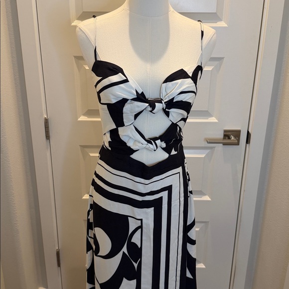 FARM Rio Black and White Toucan Long Dress Size S